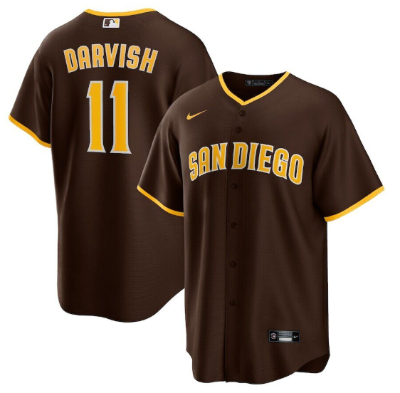 Men's San Diego Padres #11 Yu Darvish Brown Cool Base Stitched Jersey Men's San Diego Padres #11 Yu Darvish Brown Cool Base Stitched Jersey